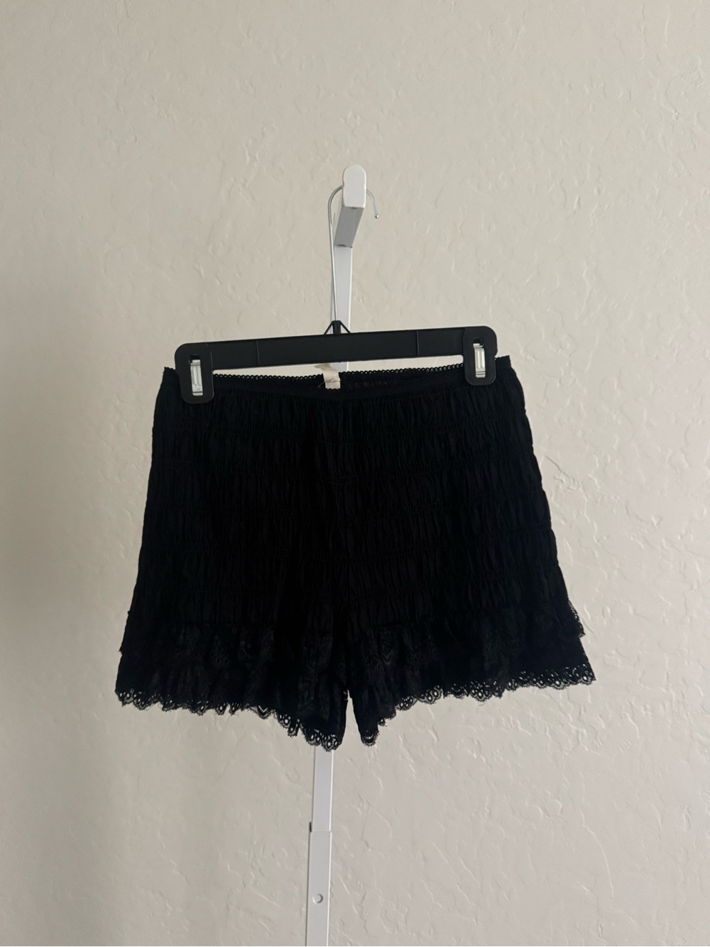 Free People Black High Waist Lace-Trim Shorts